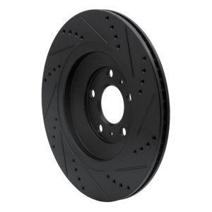Audi S8 Brake Rotor (1) - Rear Left - R1 Concepts - Drilled & Slotted - Black - `04-`18